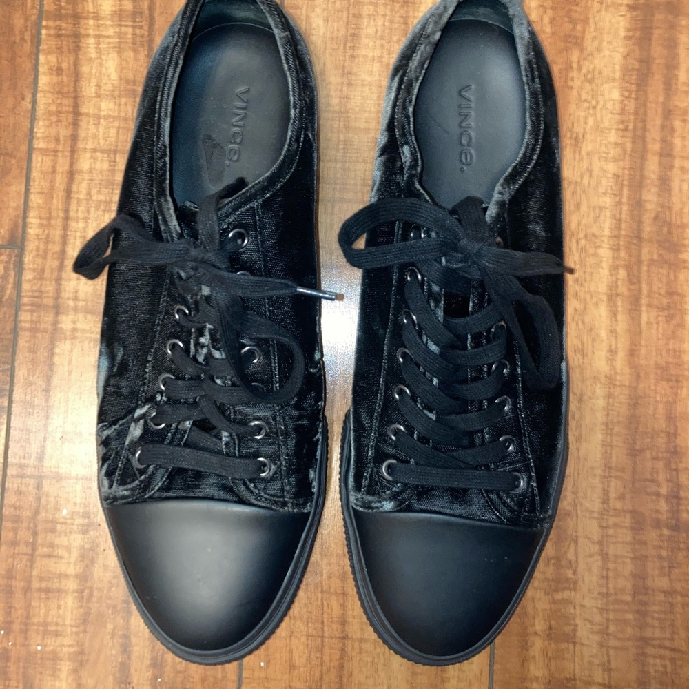 Vince All Black Suede/Rubber Sneakers